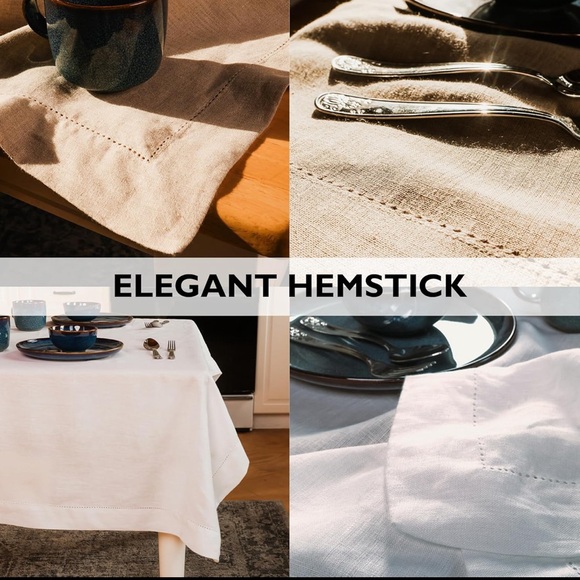 100% Pure Linen Tablecloth With Hemstitch by “Refined Manor”, Sze 60 x 90 New - Picture 2 of 9